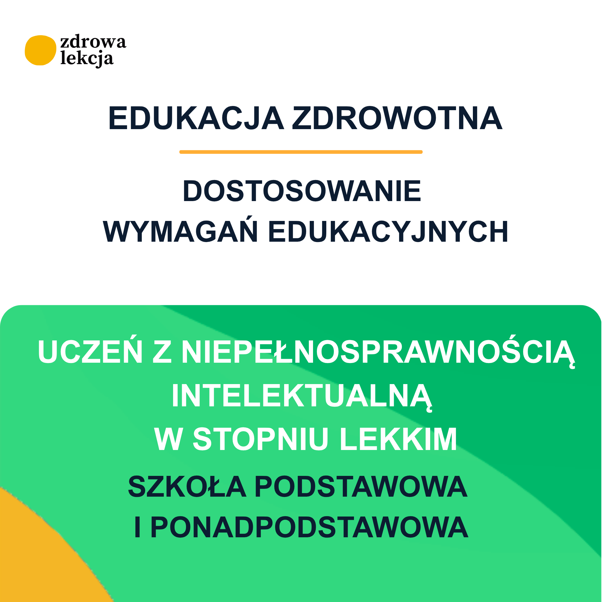 Dostosowanie wymagań edukacyjnych z edukacji zdrowotnej – uczeń z niepełnosprawnością intelektualną w stopniu lekkim
